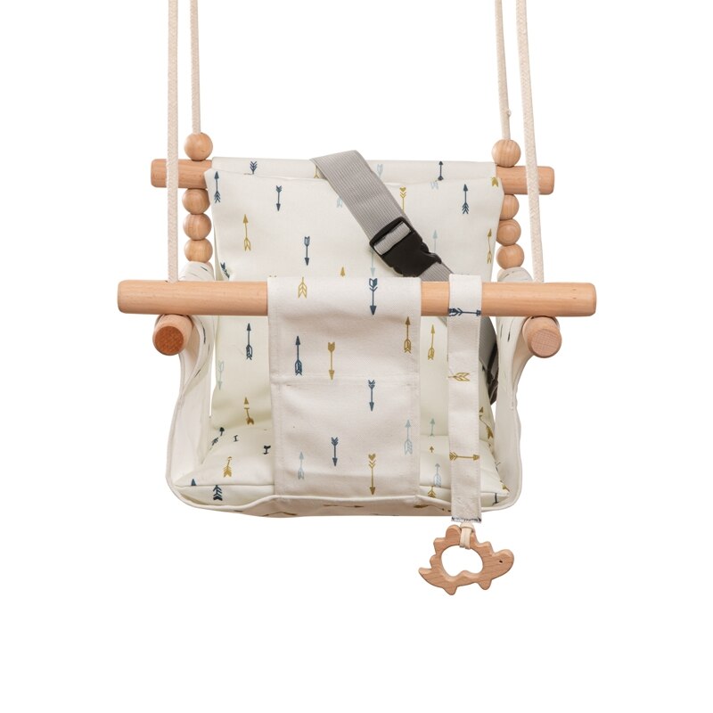 Baby Swing Set Cartoon Canvas Chair Hanging Wood Outdoor Baby Toy Outdoor Small Basket ricreazione sicura per bambini: Arrow 2