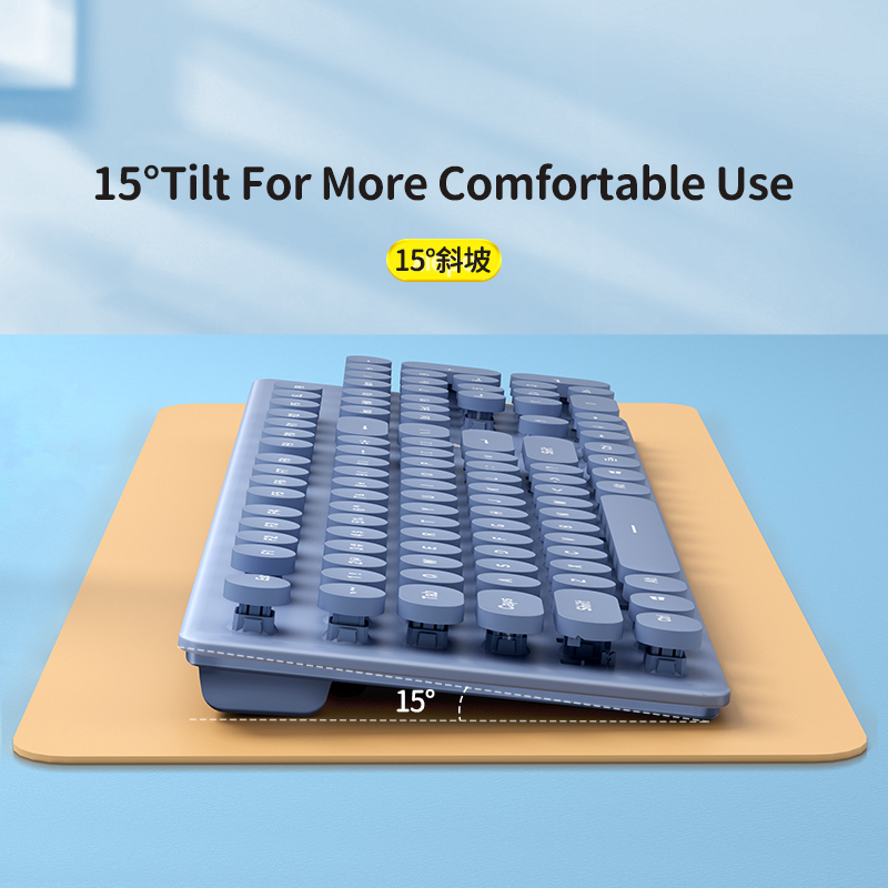 MC KM600 Wireless Keyboard and Mouse Combo Bluetooth Full Size 104 Keys Keyboard and Portable Wireless Mouse for Windows PC iPad