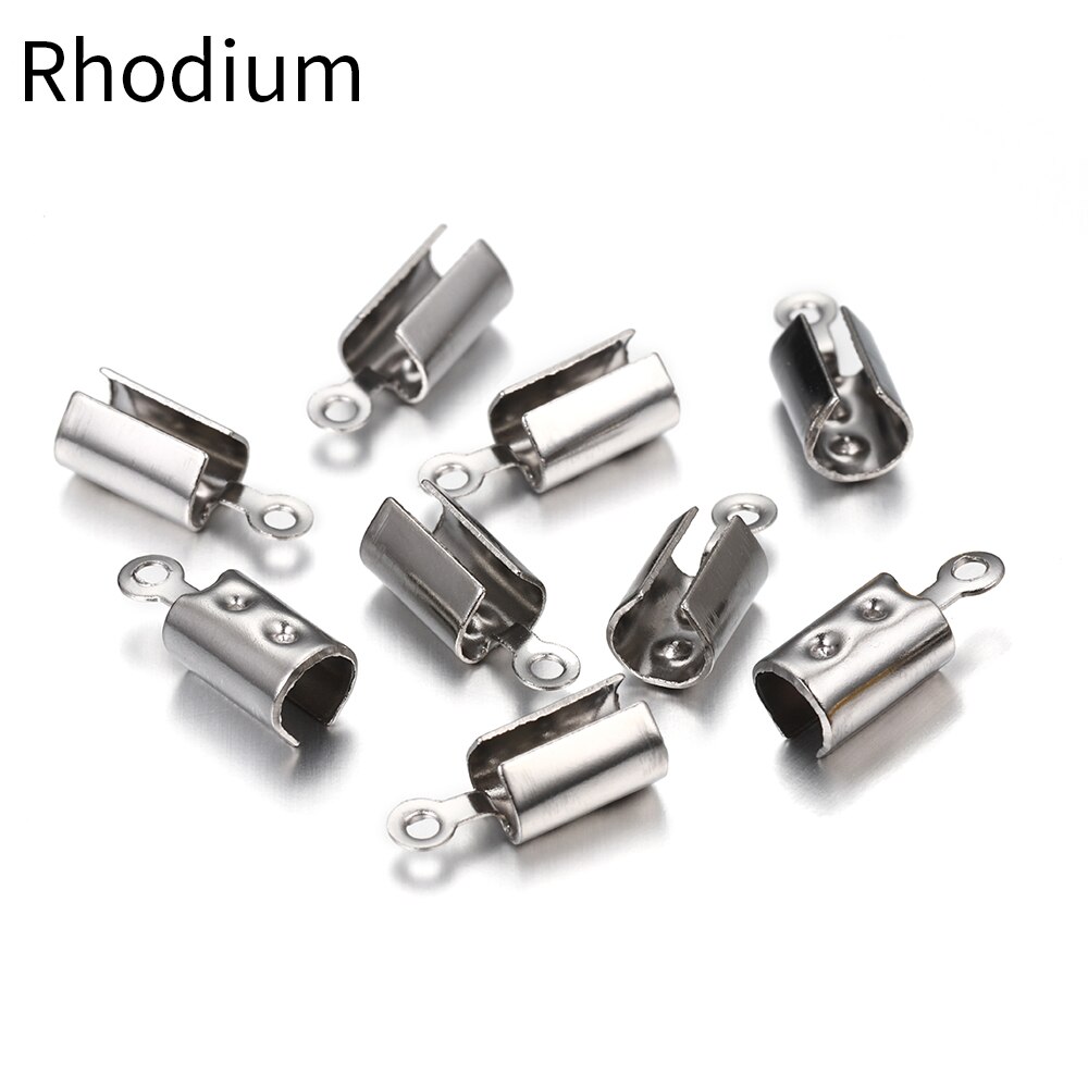30 teile/los Edelstahl Bucht Verschlüsse Kabel Ende Kappen Leder Clip Spitze Falten crimpen Korn Anschlüsse Für DIY Schmuck Machen erkenntnisse: Stahl Farbe / 10x3mm