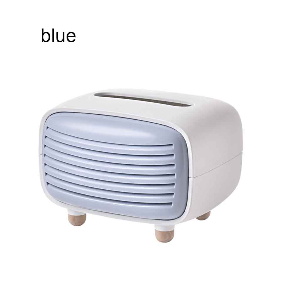 Boîte de mouchoirs en forme de Radio créative, porte-papier en plastique, boîte de rangement de serviettes en papier Chic salon, décoration de maison hôtel Restaurant: blue