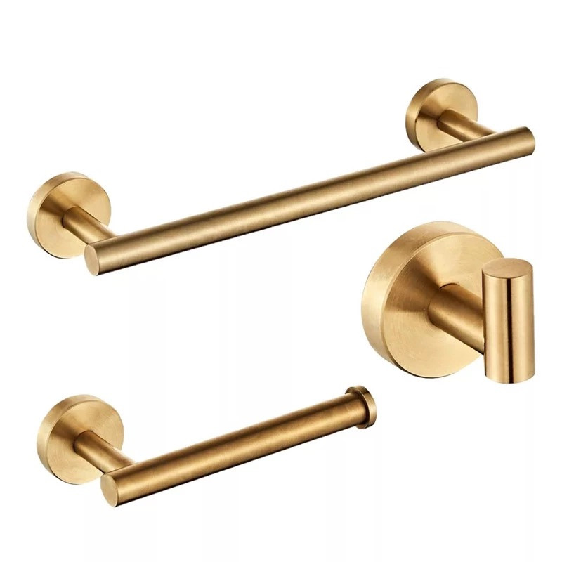 LIUYUE Bath Hardware Sets Brushed Gold Stainless Steel Wall Mounted Bathroom Single Bars Towel Rack Robe Hooks Roll Paper Bars: brushed gold