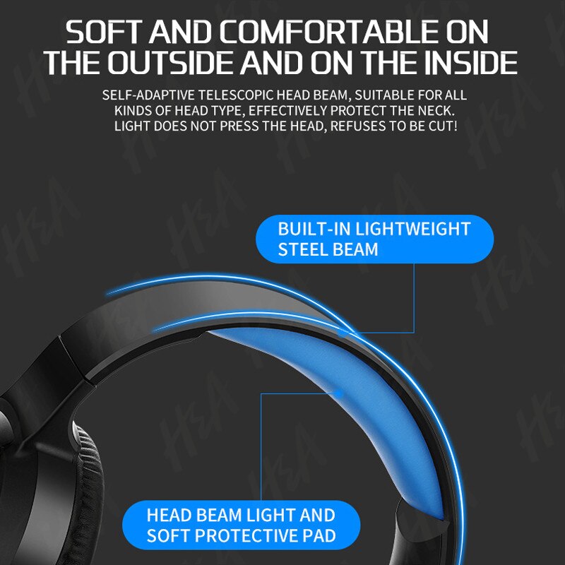 H&A Gaming Headset - 7.1 Surround Sound - Wired - with Microphone - for PC, PS4, Computer