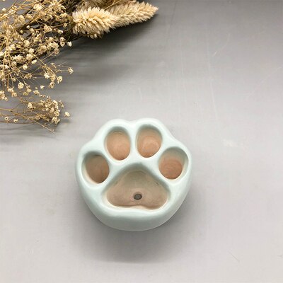 Lovely Multicolor Cat Paw Cement Flower Pot Mini Succulent Plant Container Desktop Home Ornament Garden Planter Small: F