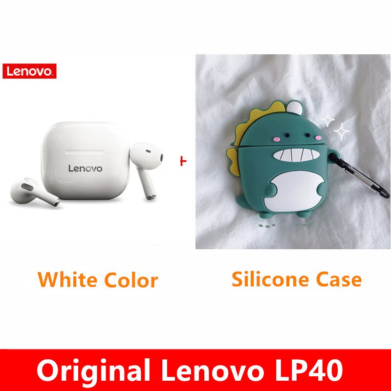 Original Lenovo LP40 TWS Wireless Earphone Bluetooth 5.0 Dual Stereo Noise Reduction Bass Touch Control Long Standby 300mAH: lp40white lvse
