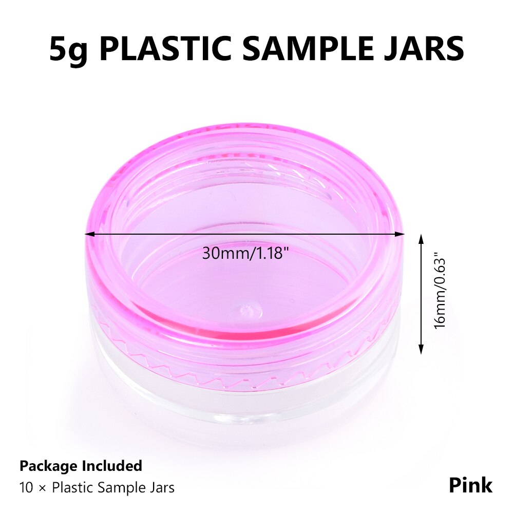 10pcs 3g/5g Empty Plastic Clear Cosmetic Jars Makeup Container Lotion Bottle Vials Face Cream Sample Pots Gel Box Plastic Sample: 5g Pink
