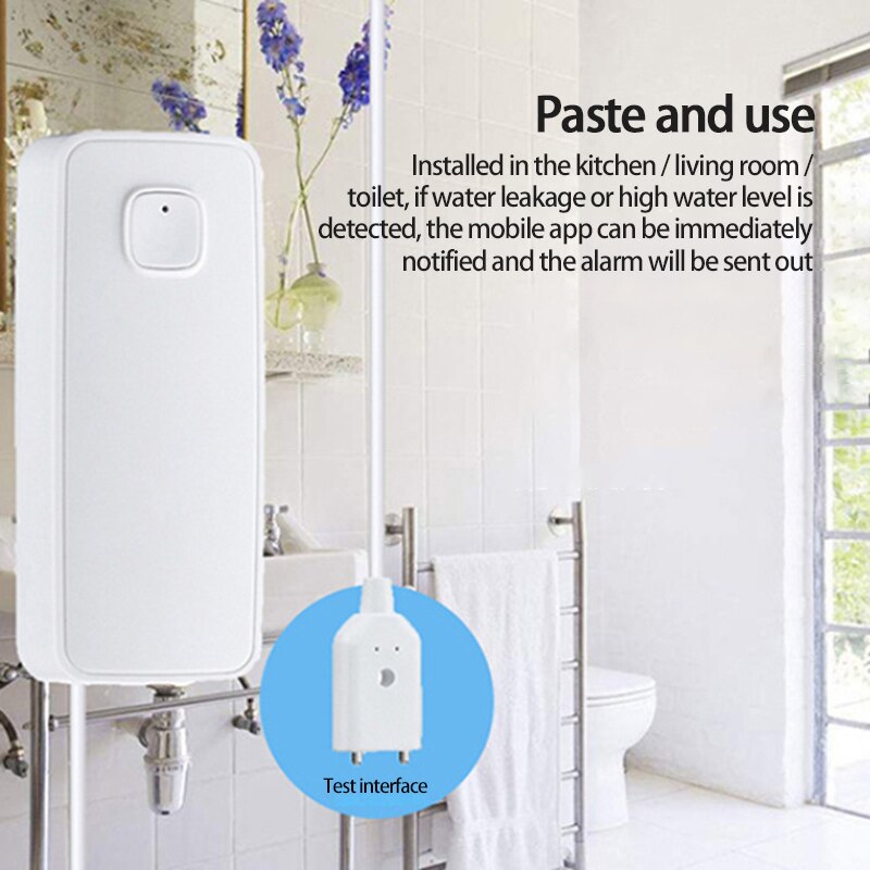 Tuya WIFI Water Leakage Sensor Independent Leak Alarm Detector Flood Alert Overflow Smart Home Security System WIFI flood alarm