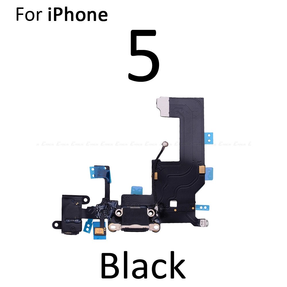 Charger Charging Port Dock Connector Flex Kabel Voor Iphone 4 4S 5 5S 5C Se Met Microfoon Hoofdtelefoon audio Jack Vervanging Deel: For iPhone 5 Black