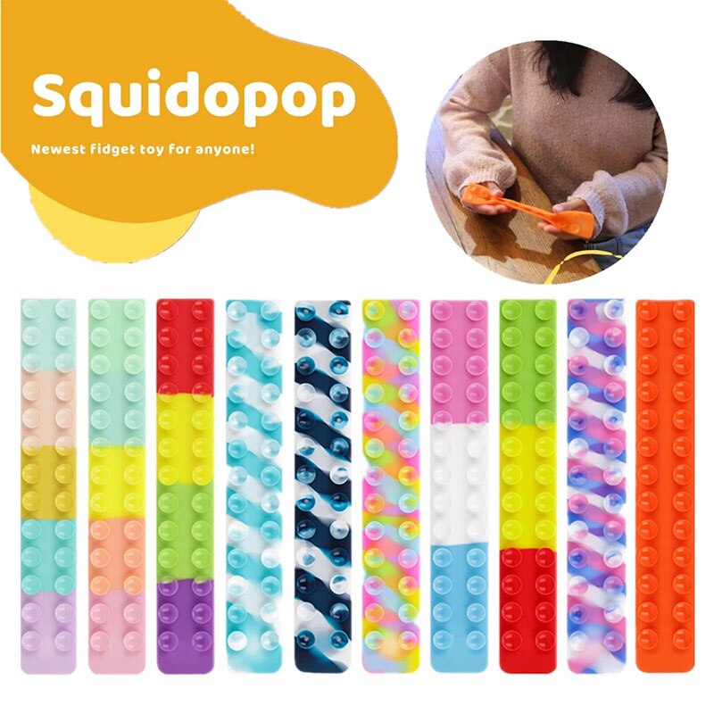 Zuignap Vierkante Pat Pat Siliconen Sheet Squidopop Fidger Speelgoed Kinderen Stress Relief Squeeze Speelgoed Antistress Zachte Squishy Speelgoed