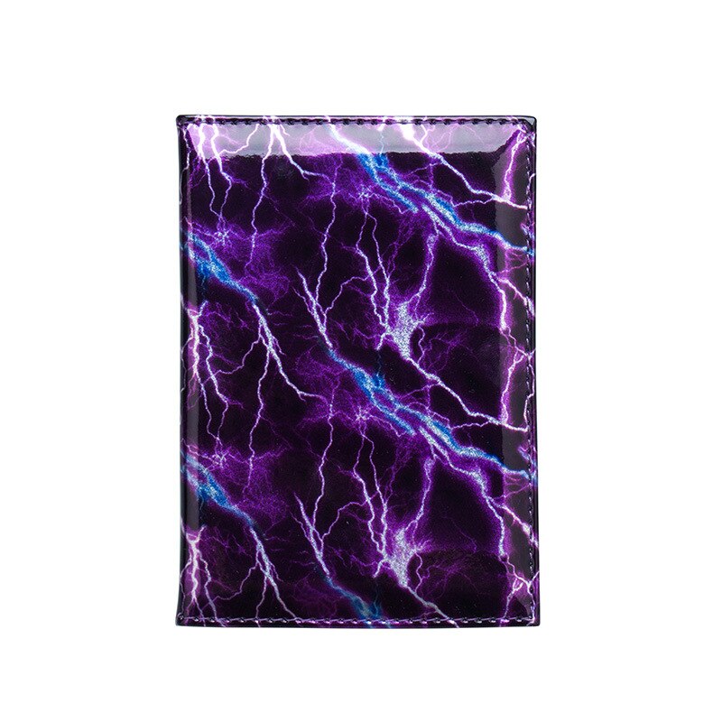 Zoukane Pu Leather Lightning Striped Passport Cover Blue Holder Passport Shiny Cover Man Folders Tickets ZSPC02: purple