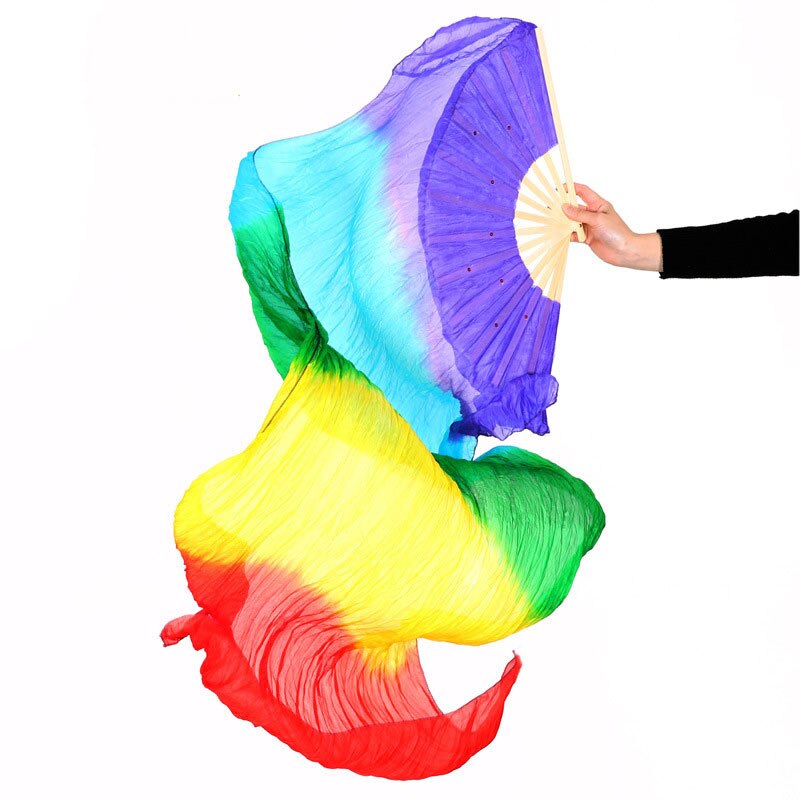 Éventail de danse du ventre pour femmes, voile en soie, accessoires de scène professionnels, Costume Oriental, 100%