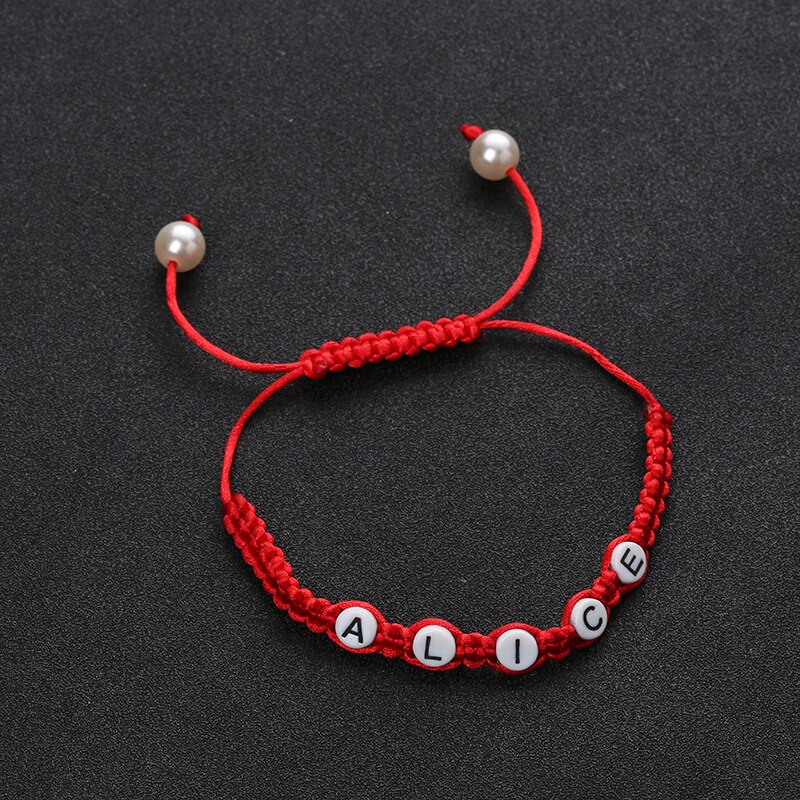 brief pulseiras rot faden schnur harz perle diy armreif name handarbeit armband schmuck für frauen zubehör