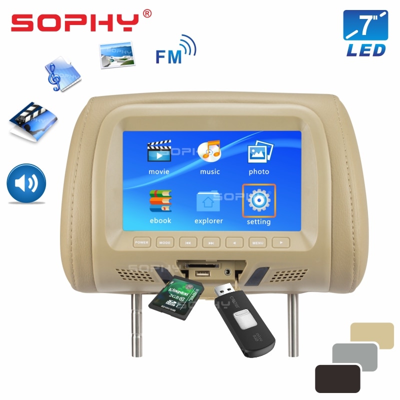 Pantalla Universal para reposacabezas de coche, Monitor de 7 pulgadas para asiento trasero, reproductor Multimedia de entretenimiento, AV, USB, SD, MP4, 7048