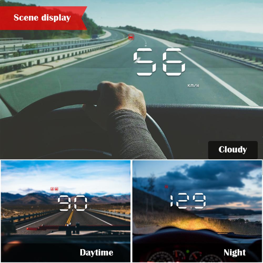 Wiiyii  a1000 hud obd 2 heijastusnäyttö auton ylinopeusvaroitus järjestelmä speedmeter projektori tuulilasi auto sähköiset nopeuden vol