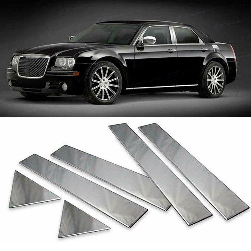 6PCS Chrome Window Pillar Post Trim for Chrysler 300 300C 2005