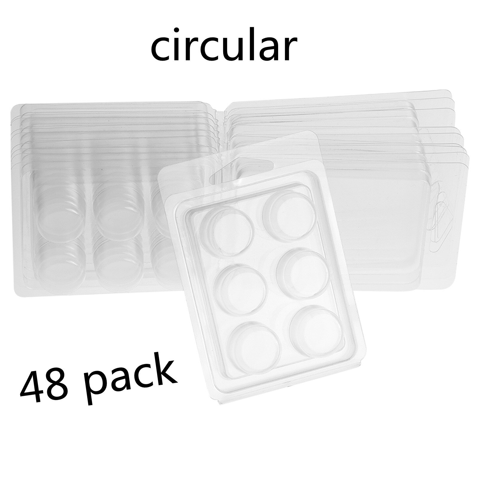 Behogar Wax Melt Molds 6-Cell Round Clear Plastic Clamshells Tray Containers for DIY Candle Handmade Soaps Making Supplies: B 48