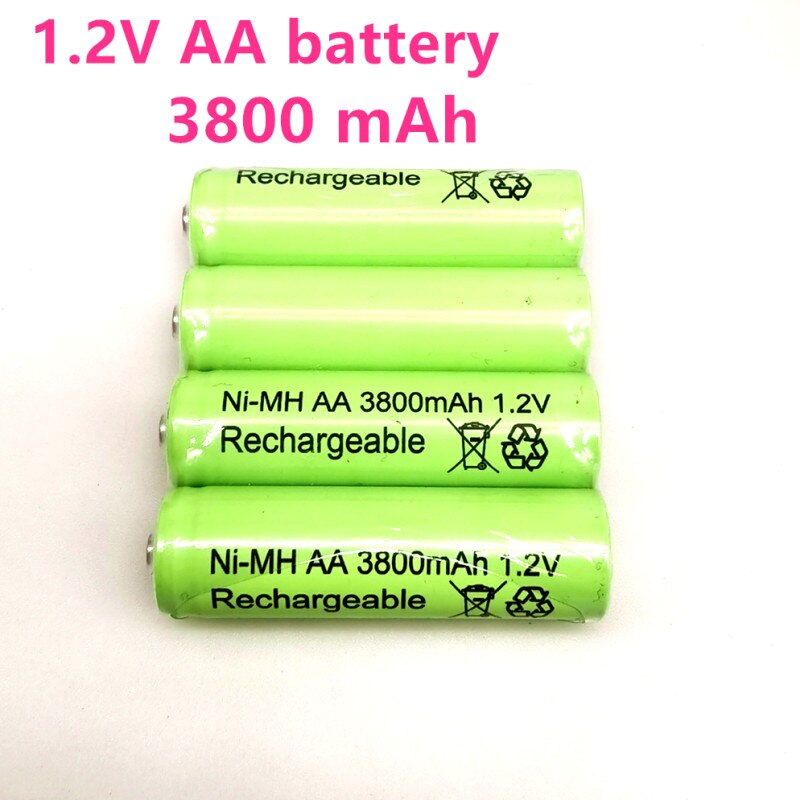 20PCS 100% original AA 3800mAh 1.2V rechargeable battery AA 3800mAh Ni-MH rechargeable 1.2V 2A battery: 4pcs