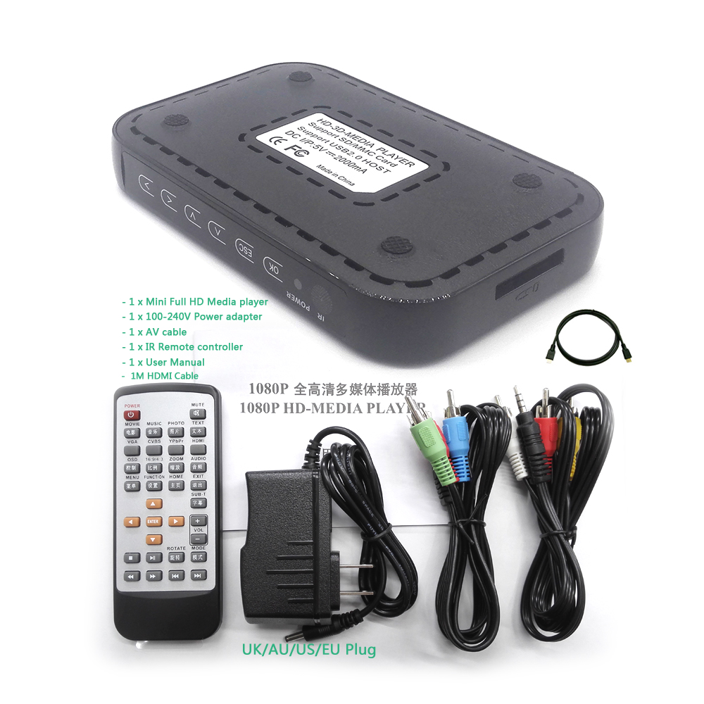 1080p Full HD HDMI Media Player H.264 MKV HDD HDMI Media Player Center USB OTG SD AV TV AVI RMVB RM