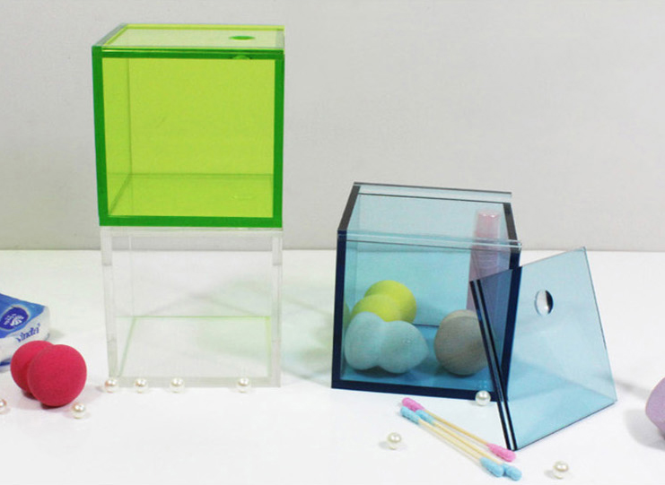 Kleurrijke Translucent Acryl Display Box Vierkante Kubus Voor Bureau/Home Decor, Snoep Sieraden Accessorie Storage Case