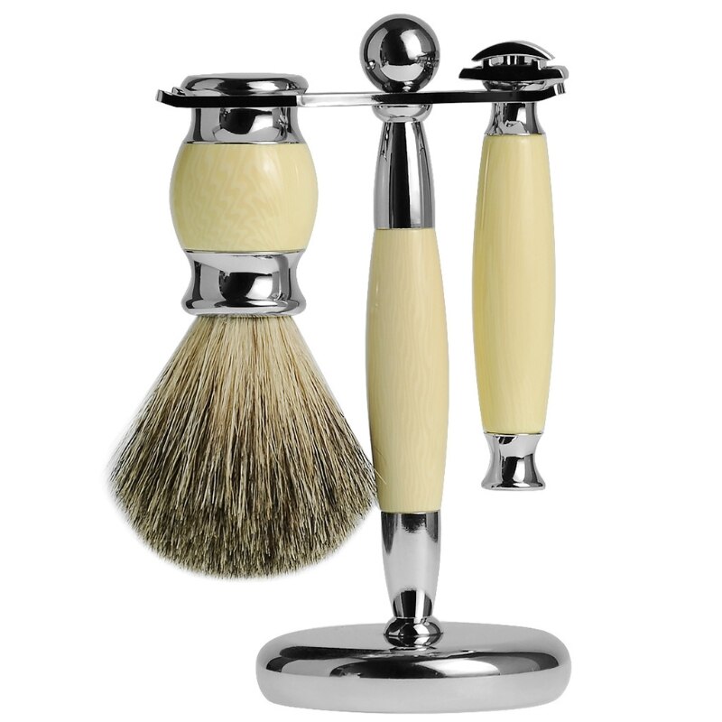 Kit de rasage manuel pour hommes, brosse de nettoyage de barbe, support de rasoir, ensemble d'outils de toilettage: B