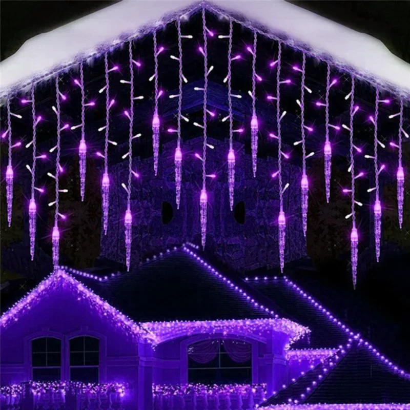 Guirlande de rue feston d'hiver rideau lumineux Led guirlandes de glaçons pour le nouvel an tombant 0.3M 0.4M 0.5M pour les décorations de noël 2024: WHITE / 6-10W