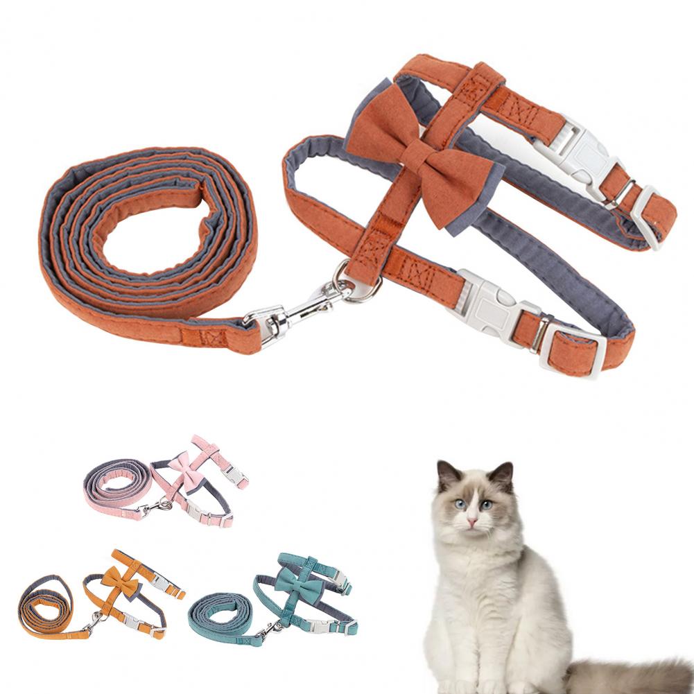 Chest Strap Compact Harness Leash Practical Mild to Skin Adorable Bow Tie Vest Harness Traction Rope