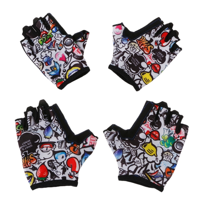Kids Gloves Half Finger Breathable Skate Riding Anti Slip Outdoor Gloves children