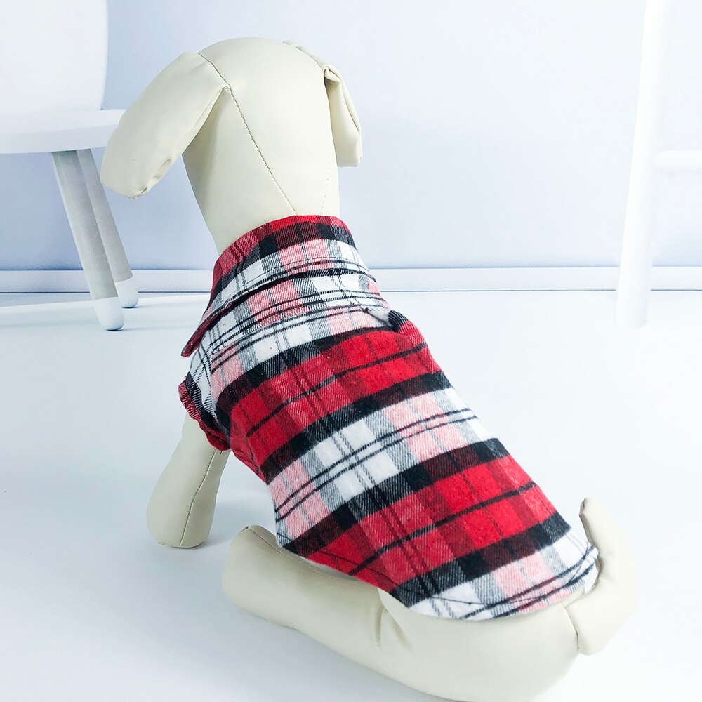 Summer French Bulldog Dog Plaid Shirt British Style Clothes for Chihuahua pet Small Dogs Cats Clothes Small Puppy Clothing Shirt: Dog Plaid Shirt 1 / XL For 9.36-13.3 LB