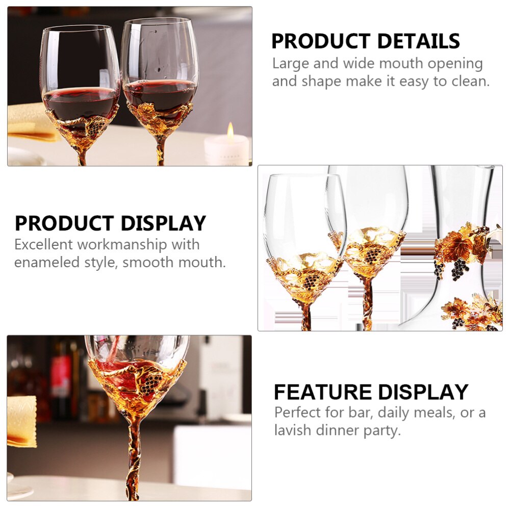 Krystall vin begerglass emaljert glass kopp hjem beger bar vin beholder