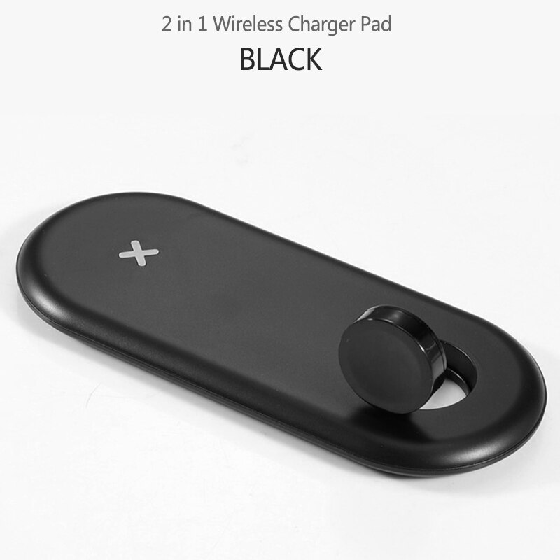 Horloge Magnetische Oplader Qi Draadloze Oplader Pad Voor Apple Iwatch 5 4 3 2 Iphone 11 Pro Xs Max Xr 8 Plus Draadloze Snel Opladen: Pad Black