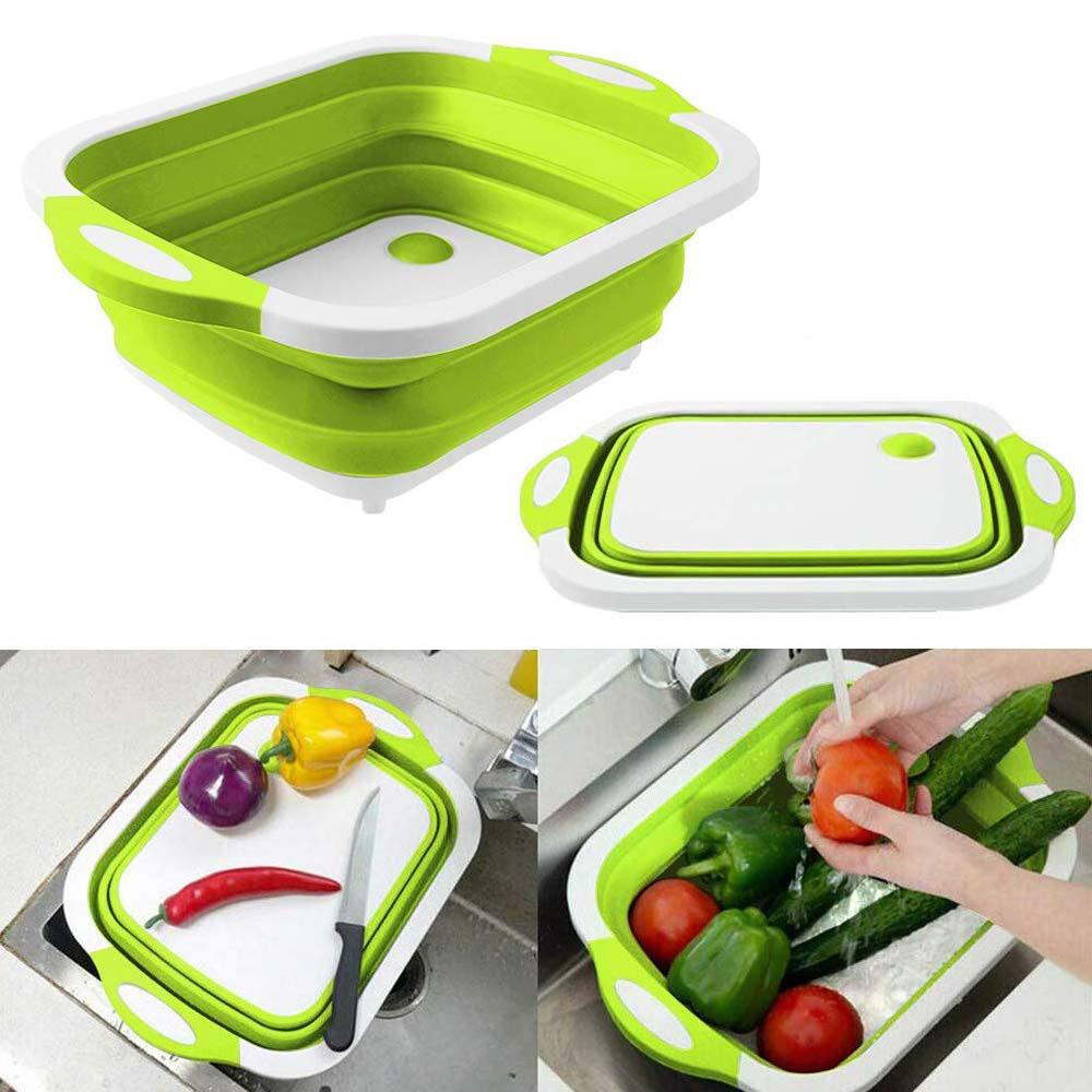 3 in 1 keuken snijblok opvouwbare snijplank keuken snijplanken wasmand keuken organizer coupe vergiet: Groente