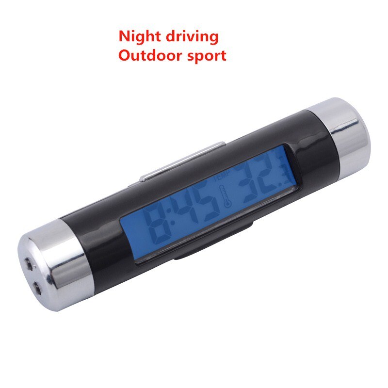 Car Digital LCD Clock & Temperature Display Electronic Clock Thermometer Car Automotive Blue Backlight With Clip Portable