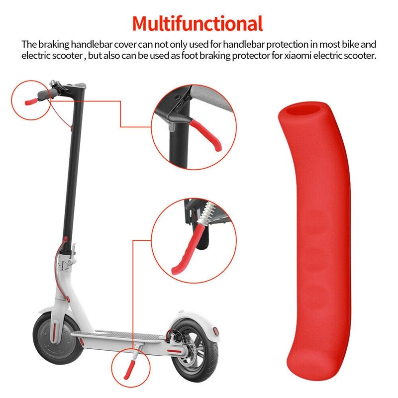 Gummi sykkel bremsehylse håndtak beskyttelsesdeksel til 2 xiaomi  m365 ( rød)