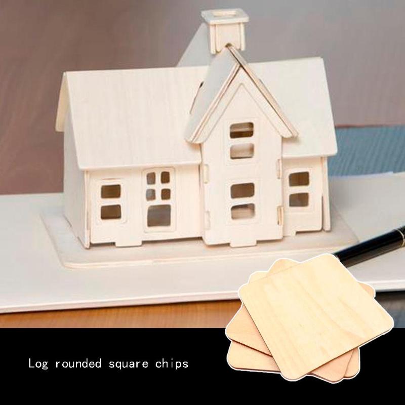 Square Wood Pieces Blank Plaque for DIY Craft Scrapbooking Building Model