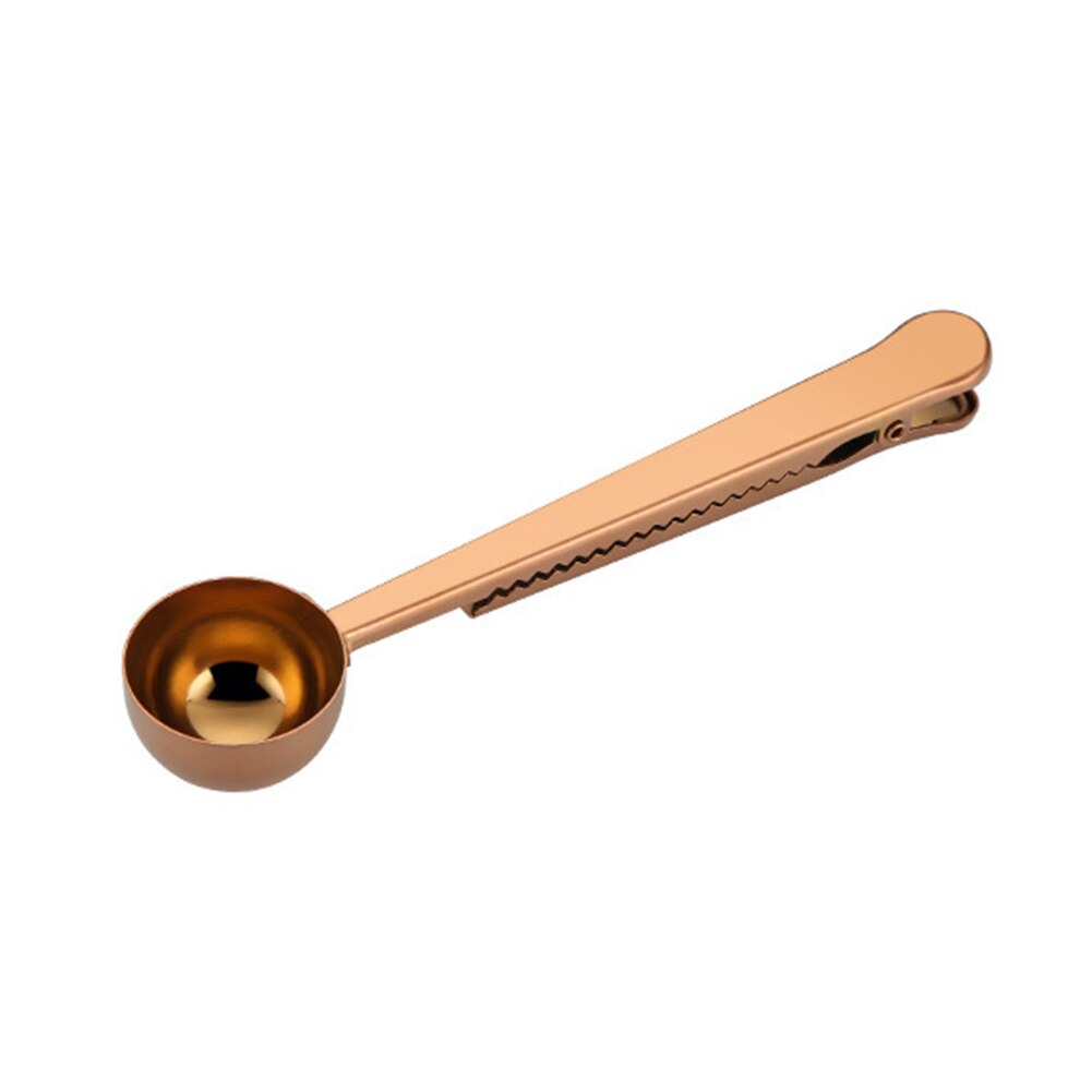 2 in 1 Coffee beans Spoon Coffe Measuring Tamping Scoop Coffee Tamper Black Espresso Stand Kitchen Bar Coffee Tea Tools: Rose Gold