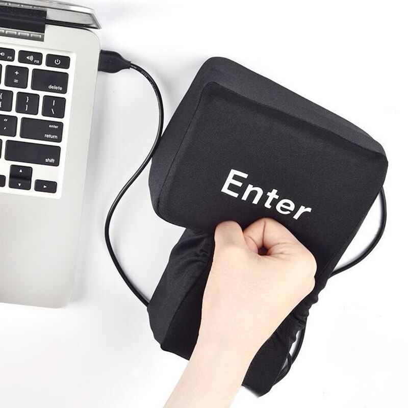 Usb enter -näppäin stressinpoistopainike päiväunet pöytäkoneen tyynyn palautusnäppäin kannettavalle tietokoneelle toimistolle ohjelmoija iso tuuletusaukko pehmolelu