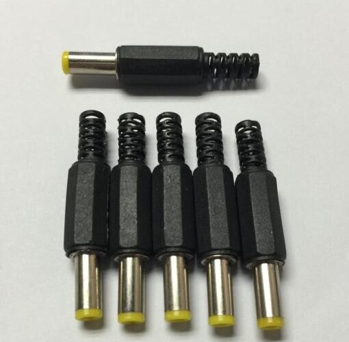 5.5mm x 2.5mm DC Power Plugs Male Barrel Connectors Black 10Pcs