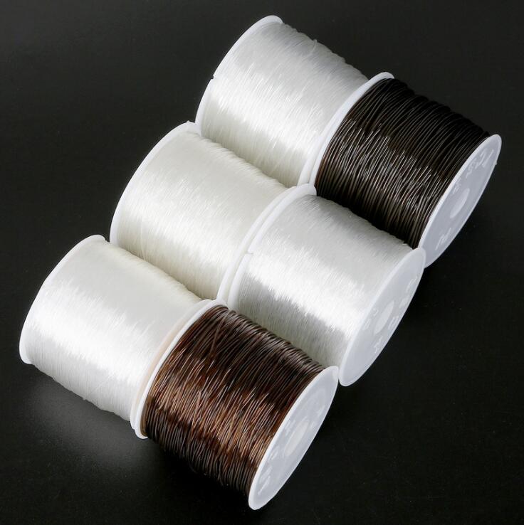 1 Roll 0.5 0.6 0.8 1MM Transparent Round Elastic Cord White Brown Crystal Stretchable Beading String for DIY Jewrly Findings