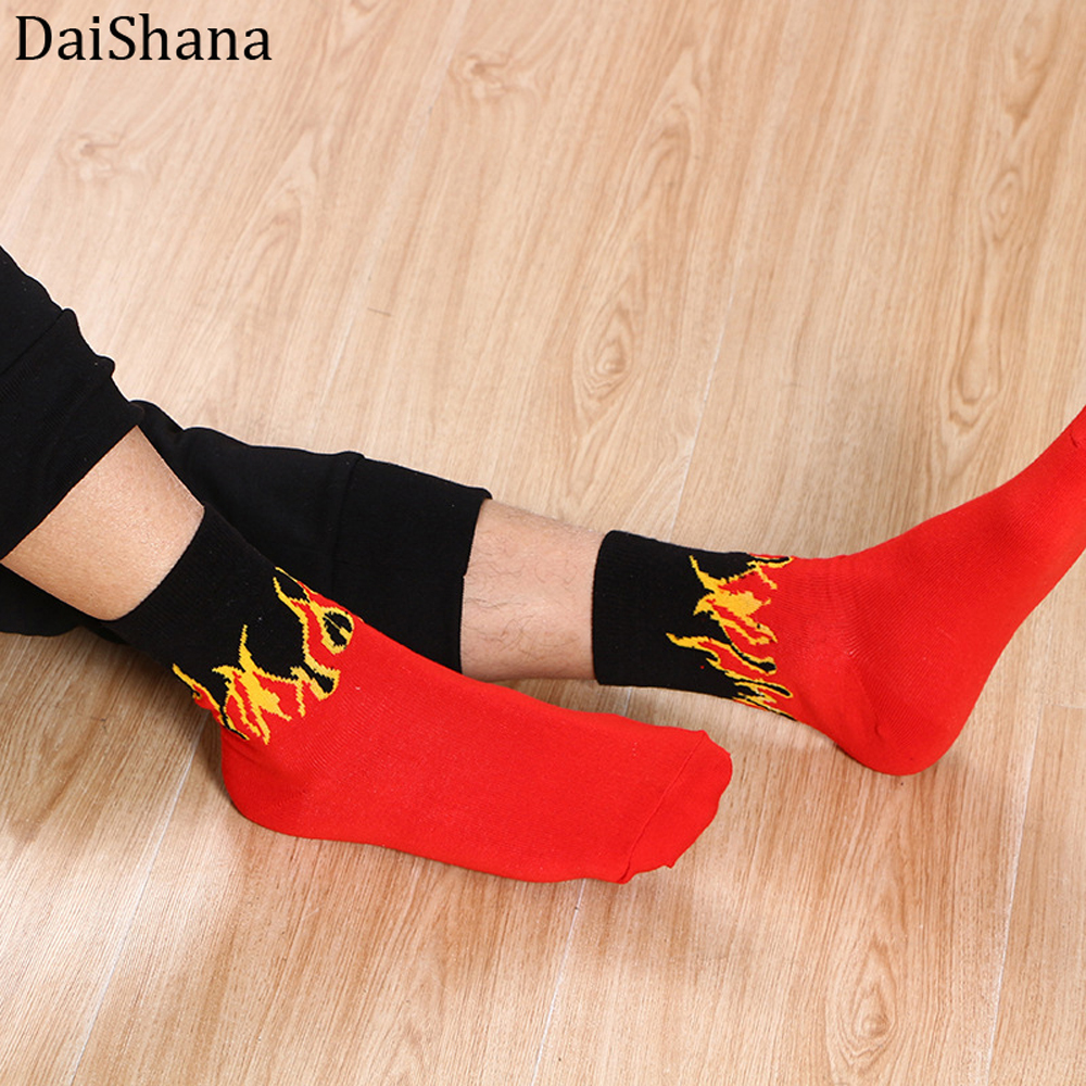 Daishana Unisex Vlam Rood En Wit Vuur Sokken Novelty Hip Hop Harajuku Sokken Skateboard Calceines Mujer Straat Skarpetki Sokken