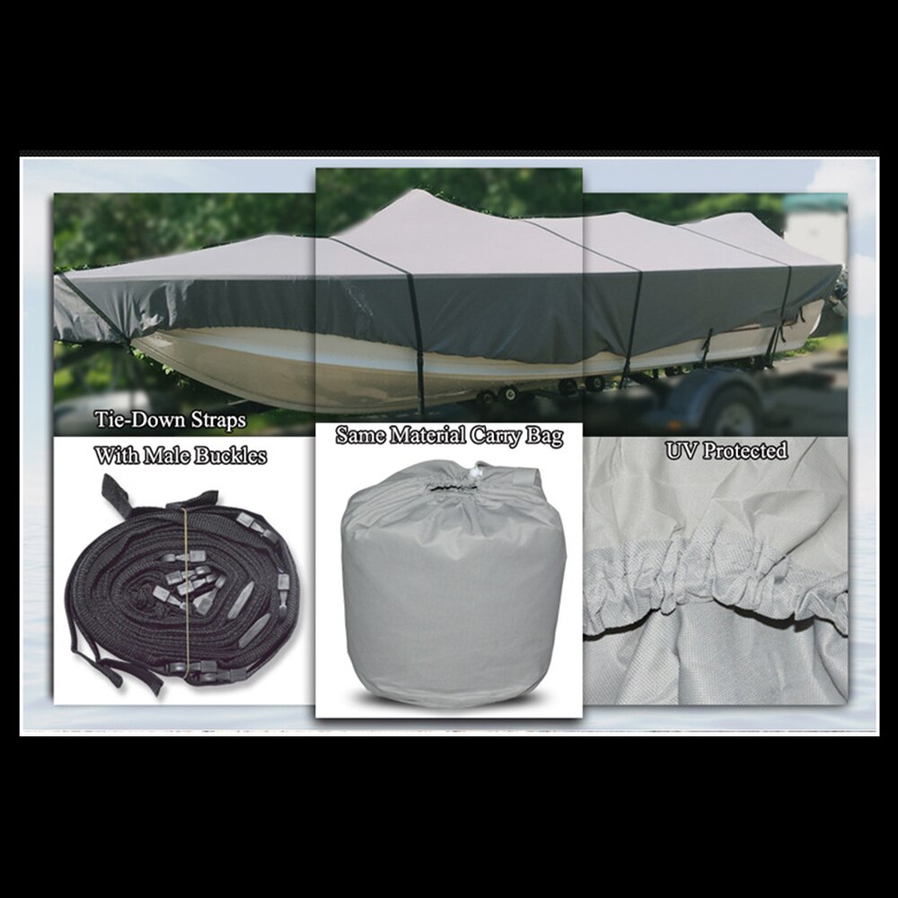 11-22ft Trailerable 210D Boat Cover Waterproof Fish-Ski V-Hull Sunproof UV Protector Speedboat Boat Mooring Cover