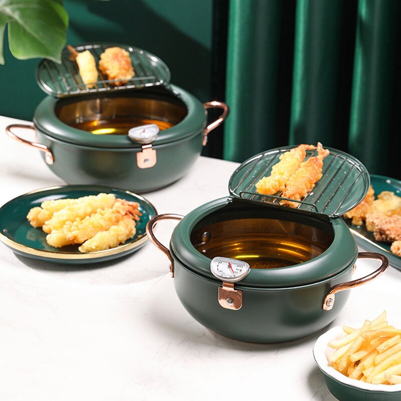 Stainless Steel Deep Fryer Cooker Gas Stove Universal Small Household Temperature-Controlled Fuel-Efficient Small Deep Fryer