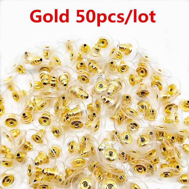 50/100 pièces pas cher résultats de bijoux en métal accessoires perles bouchons d'oreille écrous de poteau clair souple Silicone caoutchouc boucle d'oreille dos bouchon: 7