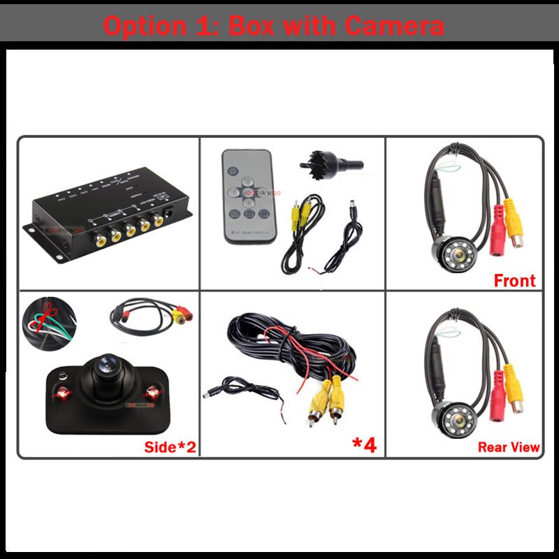 Koorinwoo 360 Parking 4 Video input Control Box Car Camera Normal Image Switch Combiner Box For Left Right Front Rearview Camera