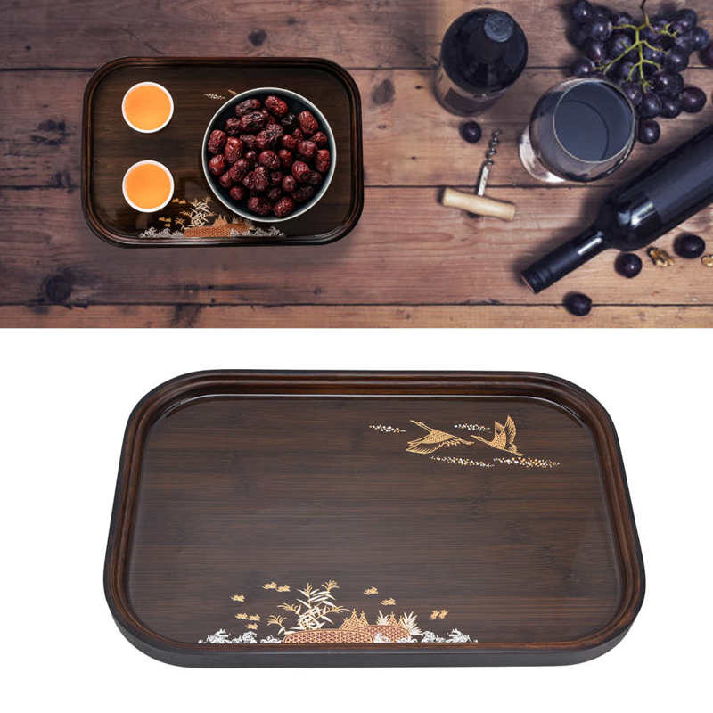 Bamboo Tea Tray Bamboo Serving Tray Artwork Simple for Home
