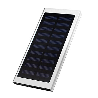 Slim 20000 Mah Solar Power Bank Draagbare Lader Ultra-Dunne Polymeer Powerbank Externe Batterij Power Bank Voor Xiaomi iphone: Zilver