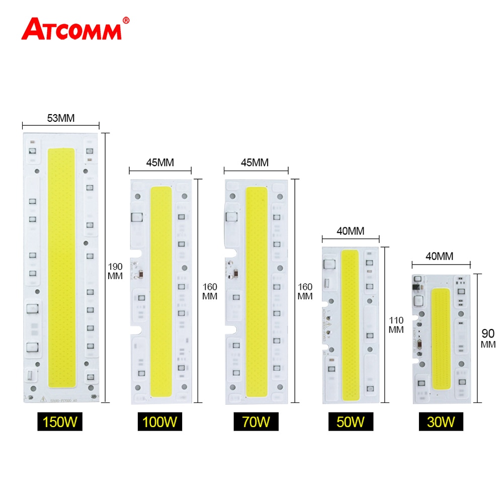 Led lys matrix 30w 50w 70w 100w 150w 110v 220v høj effekt smart ic cob led chip lampe diode array udendørs projektør spotlight