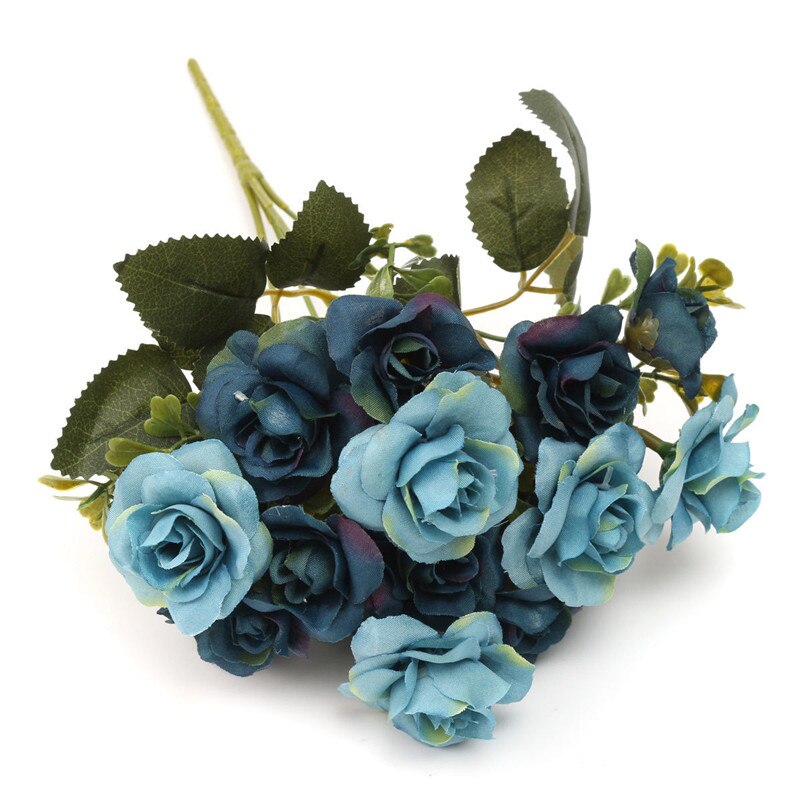 Blue Mooie Chic Austin 15 Heads Zijden Bloemen Kunstmatige Rose Wedding Bridal Party Decor