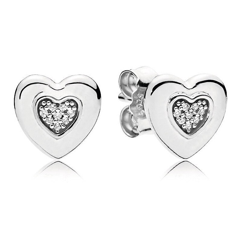 925 Sterling Silver Orecchino D'oro Scintillante Circolare Per Sempre Two-tone Firma del Cuore di Amore Orecchino Per Le Donne Gioielleria Raffinata: 4