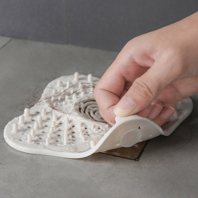 Escurridor de suelo de goma para el pelo, escurridor de ducha Flexible para bañera con 4 fuertes ventosas