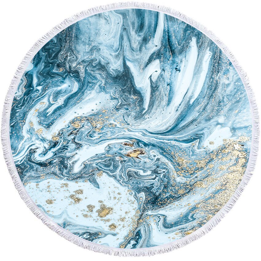 Gobelin marmor stort rundt badehåndklæde farverigt kviksand mønster mikrofiber bruser badehåndklæde rejse tæppe svømning dække: G