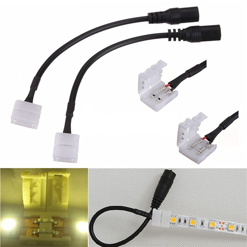 5 stks/partij DC Connector naar 2pin 8mm 10mm Gratis Lassen Connector 5.5*2.1mm Jack Kabel Draden adapters voor Enkele Kleur LED Strip